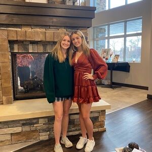 Rust Red Ruffle Dress